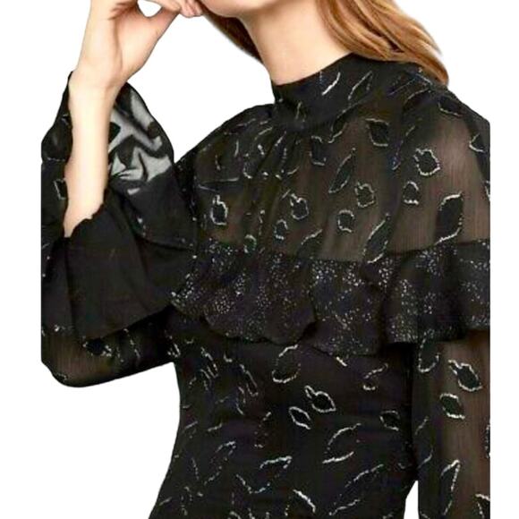 BCBG MAXAZRIA Size 4 Black Chiffon Ruffled Cocktail Mini Dress NEW WITH TAGS - Picture 2 of 16